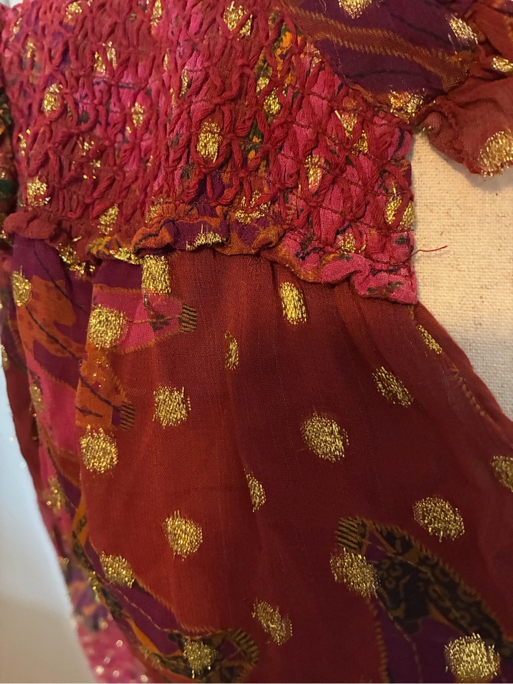 FARM Rio Burgundy Floral Smocked Ruffle Blouse - Picture 3 of 6
